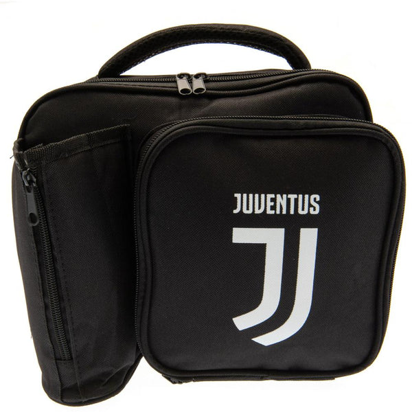 Juventus FC Fade Lunch Bag LKT Sport Black lunch bag featuring a large Juventus club crest in white Main compartment has a double zipped opening for easy access Additional zipped front pocket and zipped bottle holder With carry handle Wipe clean polyester