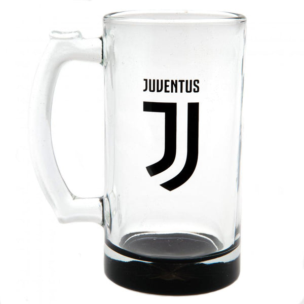 Juventus FC Stein Glass Tankard LKT Sport Glass stein tankard Featuring a Black base and Juventus FC club crest Official licensed product Approx 425ml (15oz) Approx 15cm tall, 7cm in diameter In a printed card box Beer Glasses