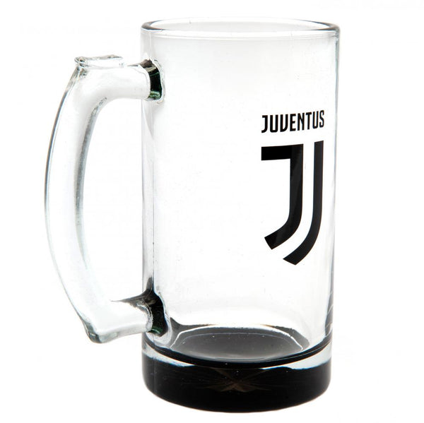 Juventus FC Stein Glass Tankard LKT Sport Glass stein tankard Featuring a Black base and Juventus FC club crest Official licensed product Approx 425ml (15oz) Approx 15cm tall, 7cm in diameter In a printed card box Beer Glasses