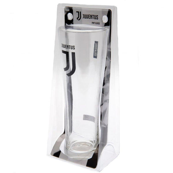 Juventus FC Tall Beer Glass LKT Sport Tall slim pilsner style pint glass Features Juventus club crest in black White Juventus text on small black block detail on reverse Official licensed product Approx 570ml (1 pint) Approx 24cm tall, 7cm in diameter In
