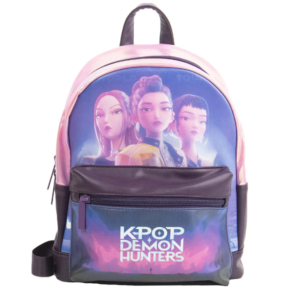 K-Pop Demon Hunters Fashion Backpack LKT Sport Featuring an image of the girl group HuntrixPadded adjustable shoulder straps and a carry handleMain compartment has a large zipped opening for easy accessTwo zipped pockets, one on the front and one on the b