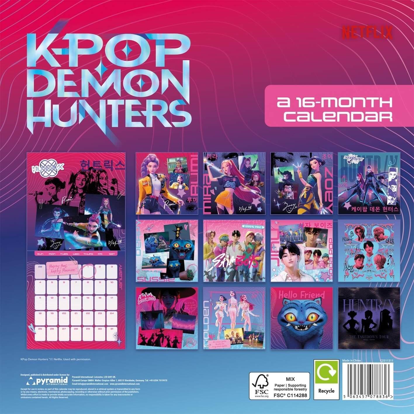 K-Pop Demon Hunters Huntrix Square Calendar 2026 LKT Sport Entertainment>Movies>K-POP Demon Hunters Wall Calendars
