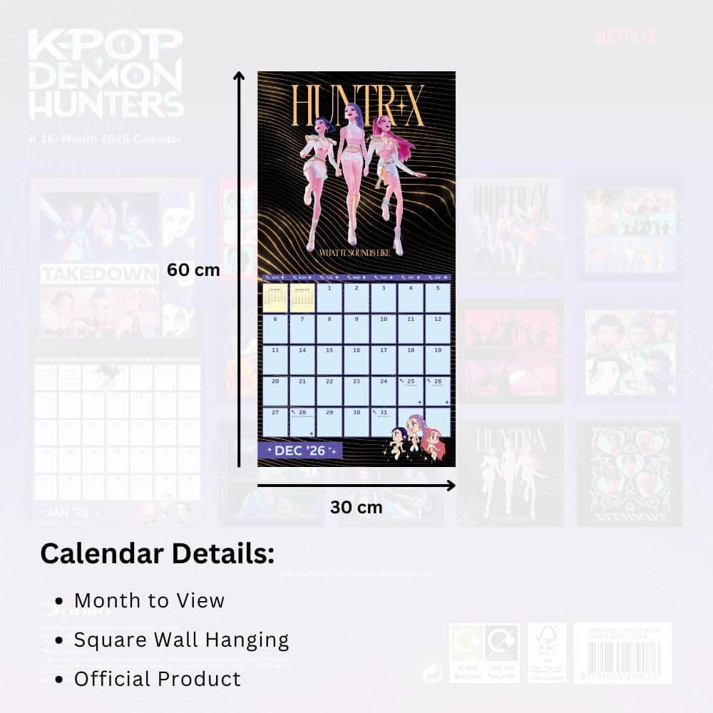 K-Pop Demon Hunters Square Calendar 2026 LKT Sport Entertainment>Movies>K-POP Demon Hunters Wall Calendars