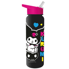 Kuromi Plastic Drinks Bottle LKT Sport Lightweight everyday plastic drinks bottleBlack bottle featuring a colourful Kuromi motifScrew top lid with a closable clear drinking spoutHand wash onlyOfficial licensed productApprox 700ml (25oz)Approx 23cm tall, 7