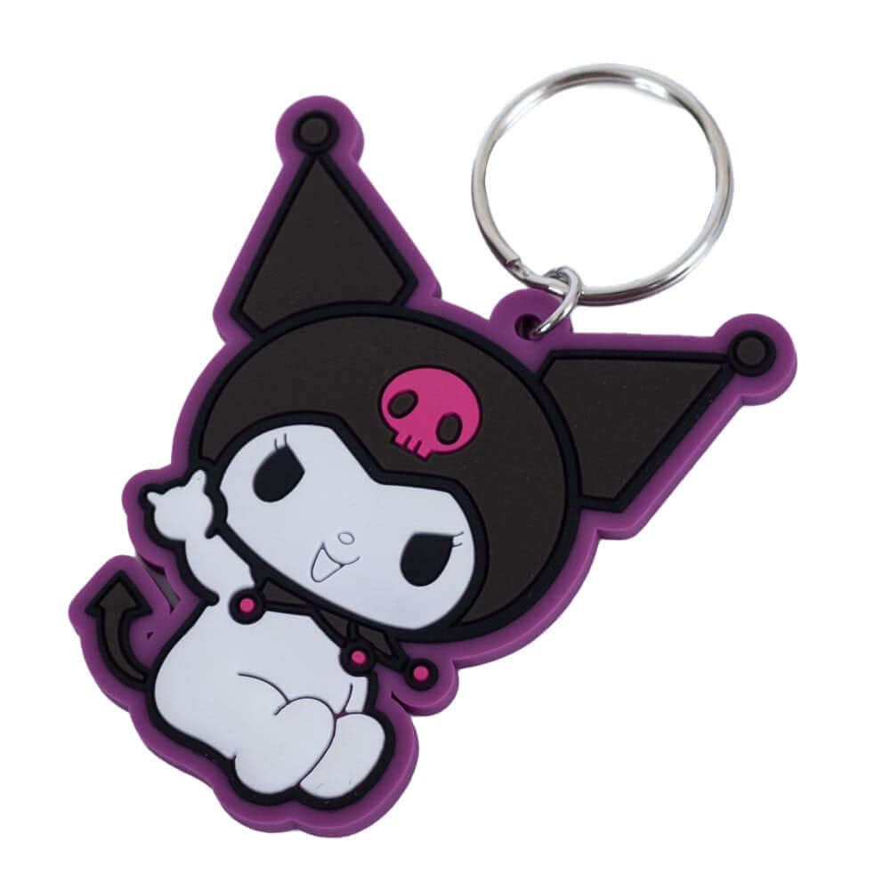 Kuromi Rocking PVC Keyring LKT Sport Soft, durable 5mm thick PVC Keyring with chain and split ringBright, colourful and highly detailedIdeal for attaching to keys, bags, belts and other itemsWipe cleanOfficial licensed productApprox 65mm x 55mm Keychains
