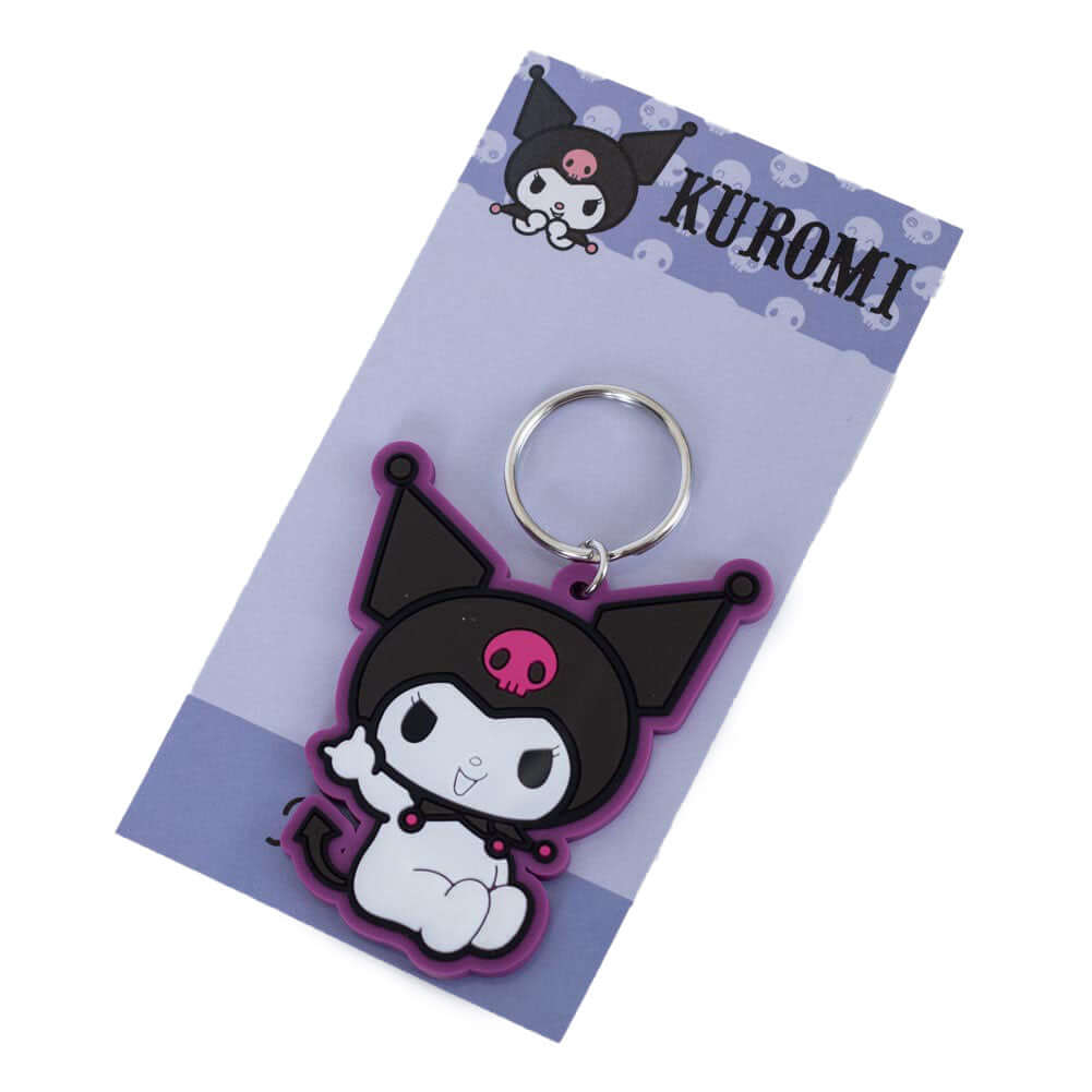 Kuromi Rocking PVC Keyring LKT Sport Soft, durable 5mm thick PVC Keyring with chain and split ringBright, colourful and highly detailedIdeal for attaching to keys, bags, belts and other itemsWipe cleanOfficial licensed productApprox 65mm x 55mm Keychains