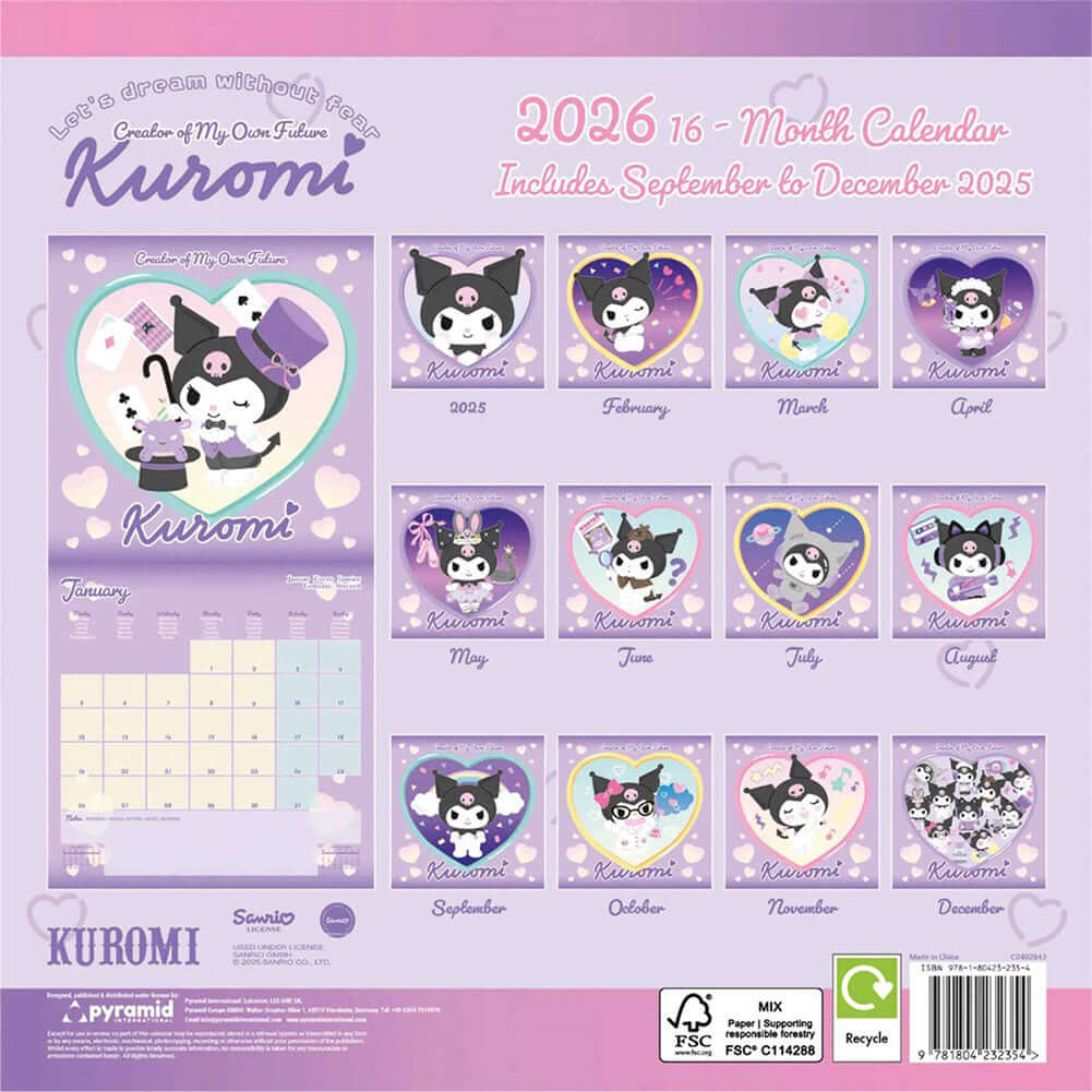 Kuromi Square Calendar 2026 LKT Sport Entertainment>TV Series>Kuromi Wall Calendars