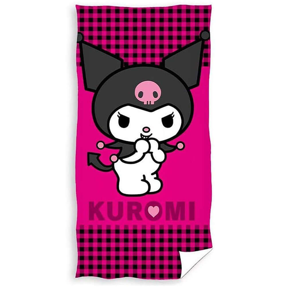 Kuromi Towel LKT Sport Large soft to touch velour beach towelVibrant pink towel featuring KuromiVibrant 100% cotton towelOfficial licensed productApprox 140cm x 70cm Beach Towels