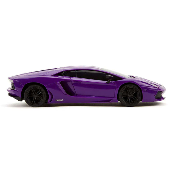 Lamborghini Aventador Radio Controlled Car 1:24 Scale Purple LKT Sport Comprehensive replica model true to the actual vehicle with outstanding detailing; rims, rubber tyres and a great paint finish.Working spring suspension system, adjustable front wheel