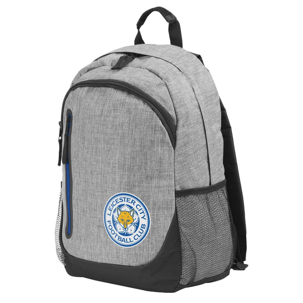 Leicester City FC Heather Grey Backpack LKT Sport Stylish grey backpack featuring the Leicester crestPadded back panel for comfort with adjustable shoulder straps and a carry strapMain compartment has a double zipped opening for easy accessLarge internal