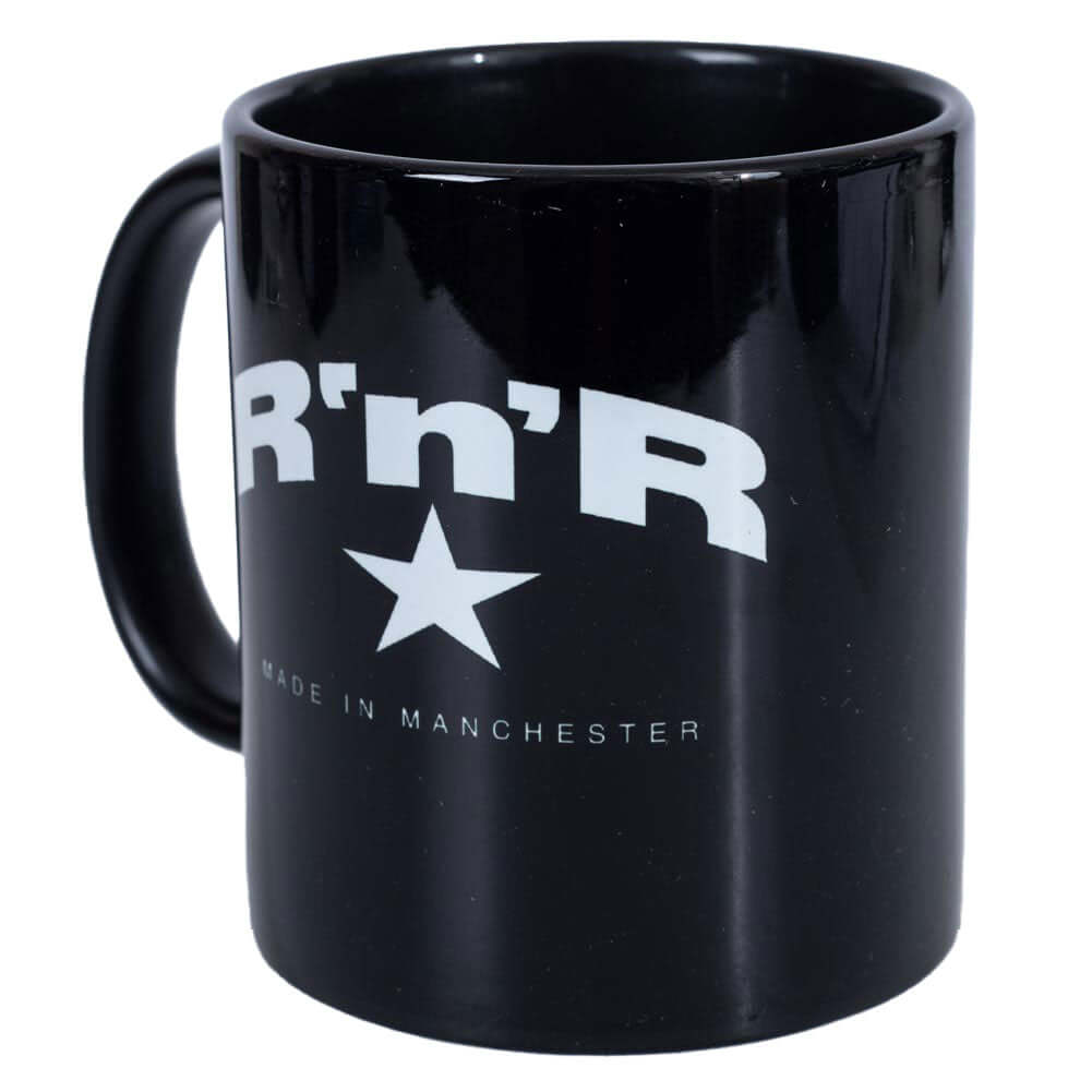 Liam Gallagher Mug LKT Sport Ceramic everyday coffee mugFeatures a black and white image of Liam Gallagher with the text 'RnR made in Manchester'Glazed kiln fired finish with black handleOfficial Licensed MerchandiseApprox 315ml (11oz)Approx 9cm tall, 8cm