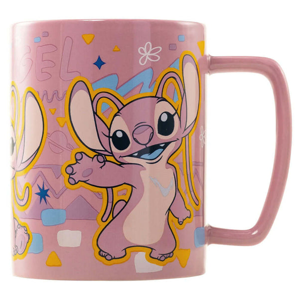 Lilo & Stitch Fuzzy Angel Mug LKT Sport Enjoy your drink with a touch of cuteness... this mug combines unique design along with a removable fluffy cover for added comfortThis pink pastel mug includes images of Angel dancing with her name across the topThe