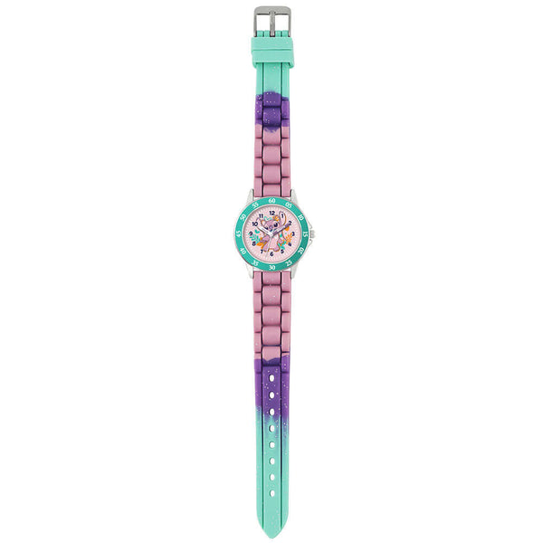 Lilo & Stitch Junior Time Teacher Watch Angel LKT Sport Junior analogue watch with easy read numbers and time teacher handsFeaturing an Angel dial in metal casingSilicone strap with traditional buckle fasteningManufacturer's 1 year guaranteeOfficial licen