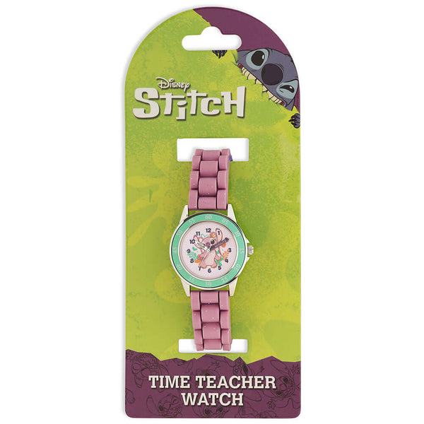 Lilo & Stitch Junior Time Teacher Watch Angel LKT Sport Junior analogue watch with easy read numbers and time teacher handsFeaturing an Angel dial in metal casingSilicone strap with traditional buckle fasteningManufacturer's 1 year guaranteeOfficial licen