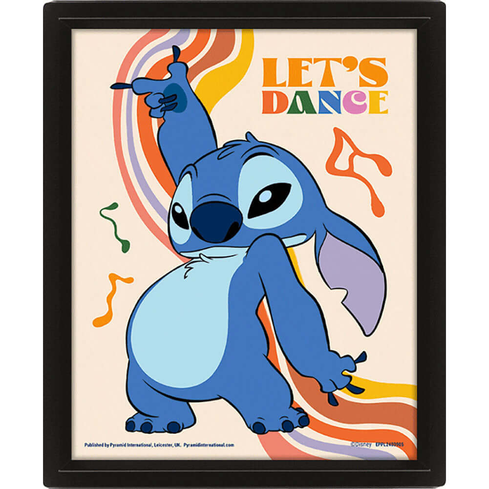 Lilo & Stitch Let's Dance Framed 3D Picture LKT Sport Featuring a moving image of a dancing StitchThis awesome 3D lenticular design gives you two images in oneComes ready to hang in a stylish black frameOfficial licensed productApprox 25cm x 20cm (10in x
