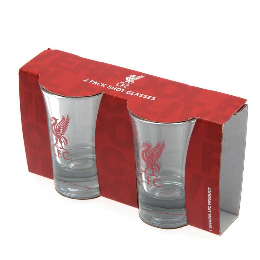 Liverpool FC 2pk Shot Glass Set LKT Sport Set of 2 shot glassesFeaturing Liverpool FC club crest in redOfficial licensed productApprox 50ml (2oz)Approx 7cm tall, 4cm in diameter Shot Glasses
