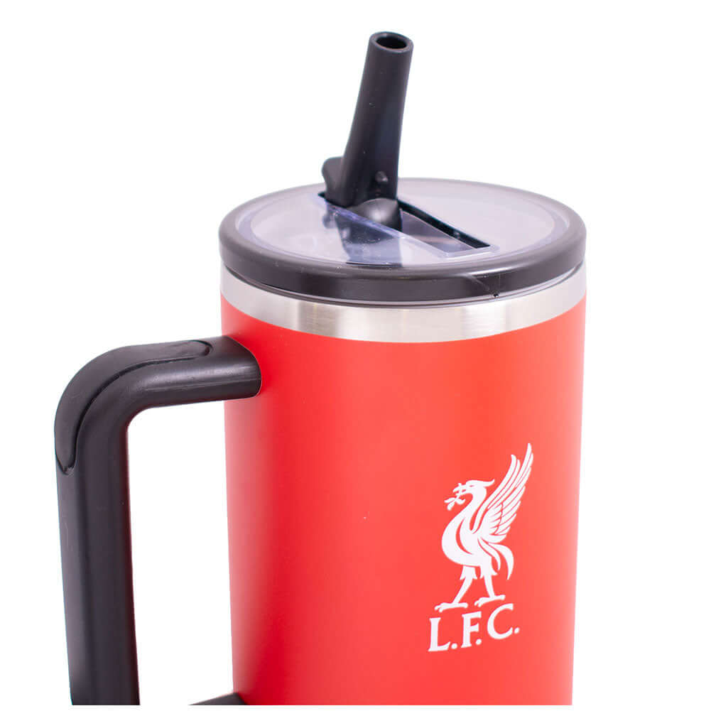 Liverpool FC 40oz Tumbler LKT Sport Red 40oz thermal tumbler, ideal for Liverpool fans of all agesKeep your drinks hot or cold for hours with double-walled insulationIncludes a soft grip handle for extra comfortWith a sturdy drinking spout to avoid any un