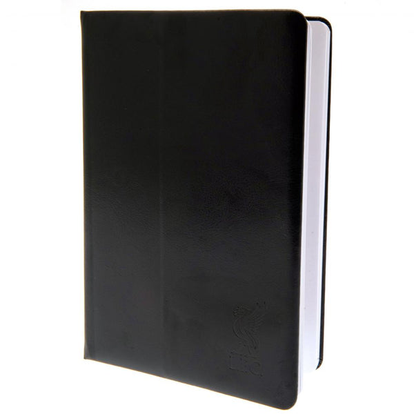 Liverpool FC A5 Notebook BK LKT Sport Premium black satin design with embossed Liverbird crest Ruled pages and a handy bookmark Official licensed product Approx 14cm x 21cm In a display wrap Notebooks & Notepads