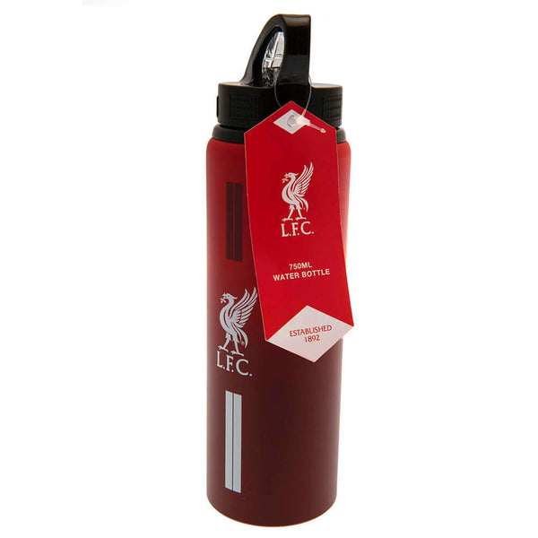Liverpool FC Aluminium Drinks Bottle ST LKT Sport Vibrant stripe design aluminium drinks bottleFeaturing the Liverbird crest and text printed in whiteCanteen quench cap with a closable drinking spoutOfficial licensed productApprox 750ml (25oz)Approx 26cm