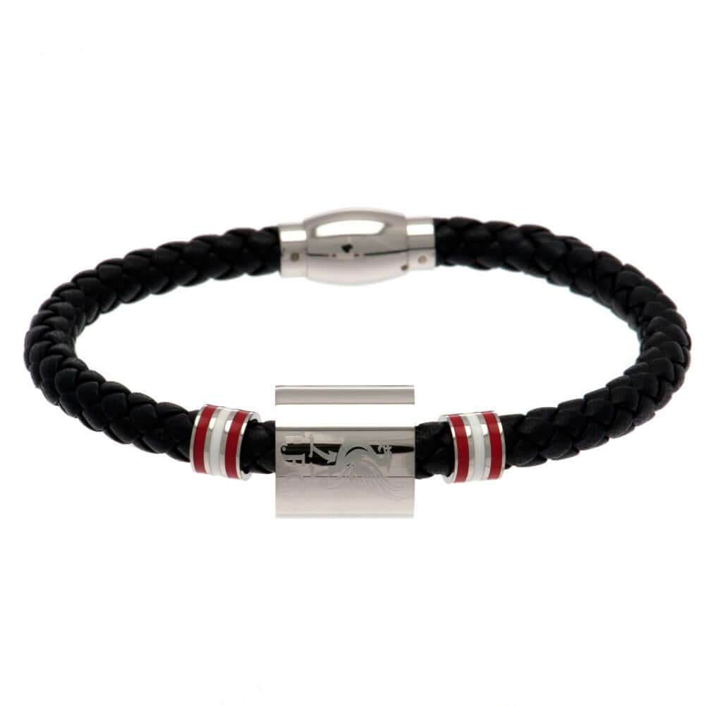 Liverpool FC Colour Ring Leather Bracelet LKT Sport Rope design bracelet made from genuine leatherBlack bracelet featuring stainless steel colour rings and an engraved club crestWith a stainless steel magnetic claspOfficial licensed productApprox 20cm x 0