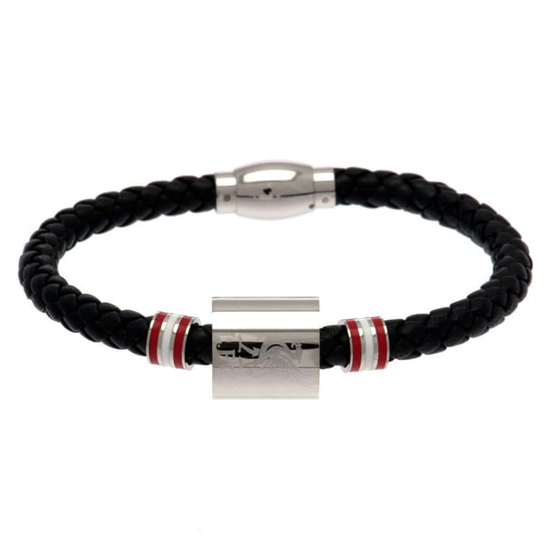 Liverpool FC Colour Ring Leather Bracelet LKT Sport Rope design bracelet made from genuine leatherBlack bracelet featuring stainless steel colour rings and an engraved club crestWith a stainless steel magnetic claspOfficial licensed productApprox 20cm x 0