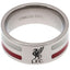 Liverpool FC Colour Stripe Ring Small LKT Sport Stainless steel ring featuring red and white colour inserts Chrome finish and engraved with the Liverpool crest Official licensed product Internal diameter approx 19mm Ring size R Presented in a gift box Rin
