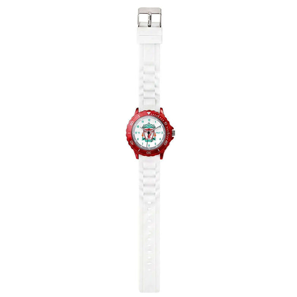 Liverpool FC Crest Time Teacher Watch LKT Sport Junior analogue watch with easy read numbers and time teacher handsFeaturing an LFC crest dial in metal casingVibrant and tactile silicone strap with traditional buckle fasteningDesigned to help children lea