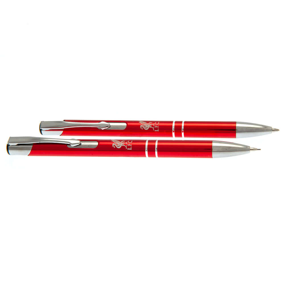 Liverpool FC Executive Pen & Pencil Set LKT Sport Red pen and pencil gift set featuring a silver Liverbird crestExecutive pen has blue inkBoth the pen and pencil are contained within a clear Perspex display casePerfect executive gift for a Liverpool fanOf