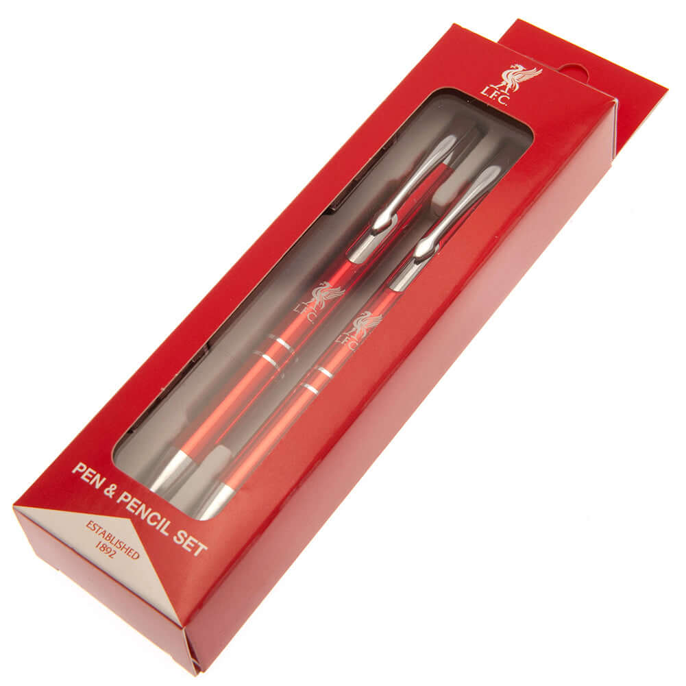 Liverpool FC Executive Pen & Pencil Set LKT Sport Red pen and pencil gift set featuring a silver Liverbird crestExecutive pen has blue inkBoth the pen and pencil are contained within a clear Perspex display casePerfect executive gift for a Liverpool fanOf