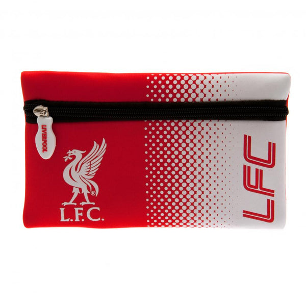 Liverpool FC Fade Pencil Case LKT Sport Essential neoprene zipped pouch pencil case Features a large Liverpool crest on a red and white fade design Soft sponge feel with a rubber zip pull Official licensed product Approx 22cm x 13cm With a swing tag Pen &