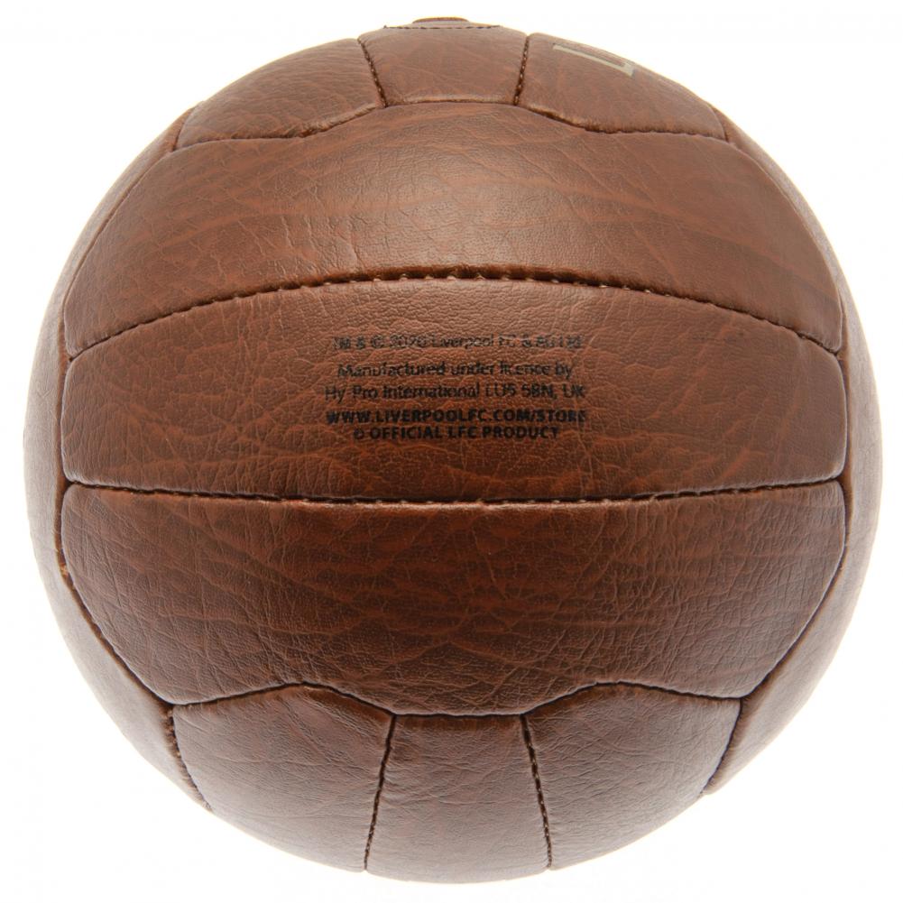 Liverpool FC Faux Leather Football LKT Sport Faux leather effect heritage football Featuring gold debossed print Liverpool crest and text 18 panel retro style ball with stitched feature Official licensed product Size 5 football Approx 69cm in circumferenc