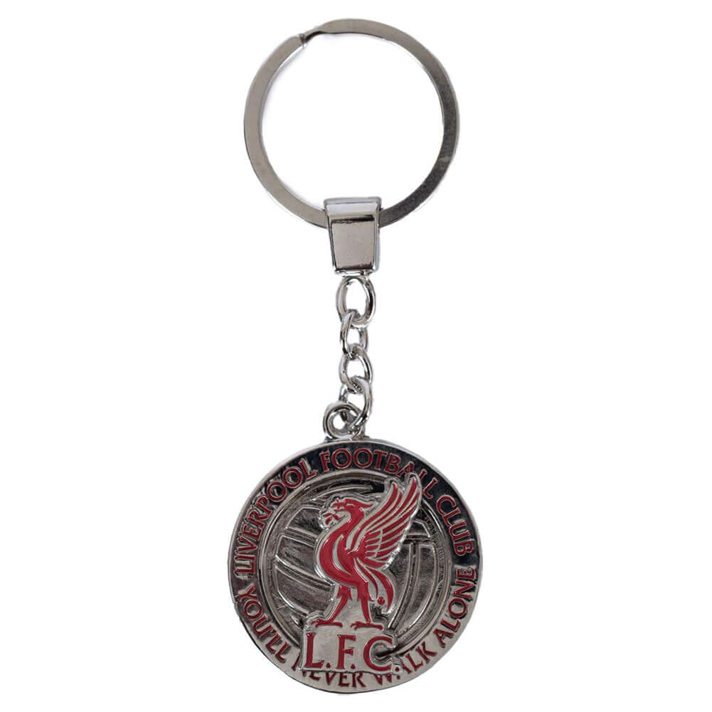 Liverpool FC Fidget Spinner Keyring LKT Sport Metal spinner fidget keyring with chain and split ringFeaturing a spinning Liverbird logoMetal alloy with silver style finishOfficial licensed productApprox 40mm x 40mm Keychains