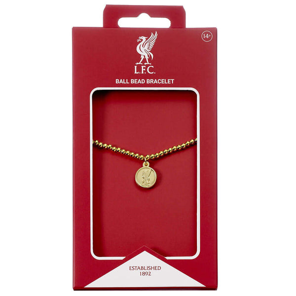 Liverpool FC Gold Finish Bead Bracelet LKT Sport Hypo-allergenic elasticated gold finish ball bead braceletFeaturing a Liverpool charmOfficial licensed productSuitable for ages 14+Charm approx 12mm x 12mm Bracelets