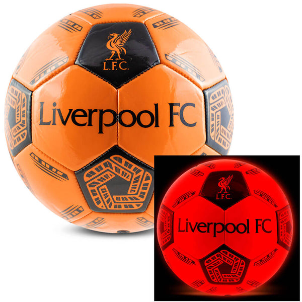 Liverpool FC LED Glow Football LKT Sport Orange LED glow 32 panel footballFeaturing Liverbird crest and Liverpool FC text30 hours of continuous light up fun!Bounce activated with auto turn offBatteries included, fill 7.5-8.5 PSI for optimal bounceSuitable