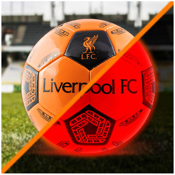 Liverpool FC LED Glow Football LKT Sport Orange LED glow 32 panel footballFeaturing Liverbird crest and Liverpool FC text30 hours of continuous light up fun!Bounce activated with auto turn offBatteries included, fill 7.5-8.5 PSI for optimal bounceSuitable