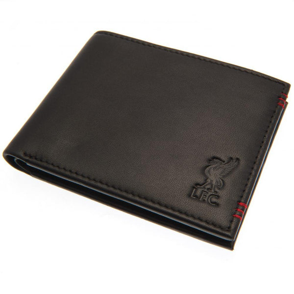 Liverpool FC Leather Stitched Wallet LKT Sport Leather wallet featuring red stitching detail and embossed club crest 6 card slots and 2 cash compartments 2 additional compartments Official licensed product Approx 11cm x 9cm In a display box Wallets