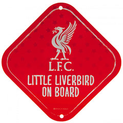 Liverpool FC Little Liverbird Sign LKT Sport Vibrant red design stamped metal sign Square sign with multi star design in background and white crest Ready to hang with a rubber window sucker Official licensed product Approx 15cm x 15cm On a header card Veh