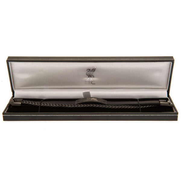 Liverpool FC Liverbird Black IP Leather Bracelet LKT Sport Twin design bracelet made from genuine leatherBlack IP crest plate with an engraved Liverpool logoWith a stainless steel magnetic claspOfficial licensed productApprox 20cm x 1cm Bracelets