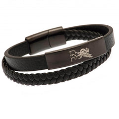 Liverpool FC Liverbird Black IP Leather Bracelet LKT Sport Twin design bracelet made from genuine leatherBlack IP crest plate with an engraved Liverpool logoWith a stainless steel magnetic claspOfficial licensed productApprox 20cm x 1cm Bracelets