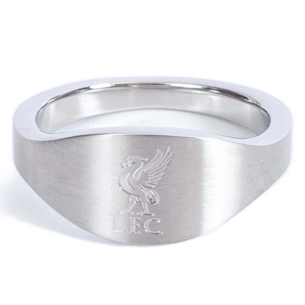 Liverpool FC Oval Ring Small LKT Sport Stainless steel oval design ring in a brushed satin finishEngraved with the Liverpool crestOfficial licensed productInternal diameter approx 19mmRing size R Rings