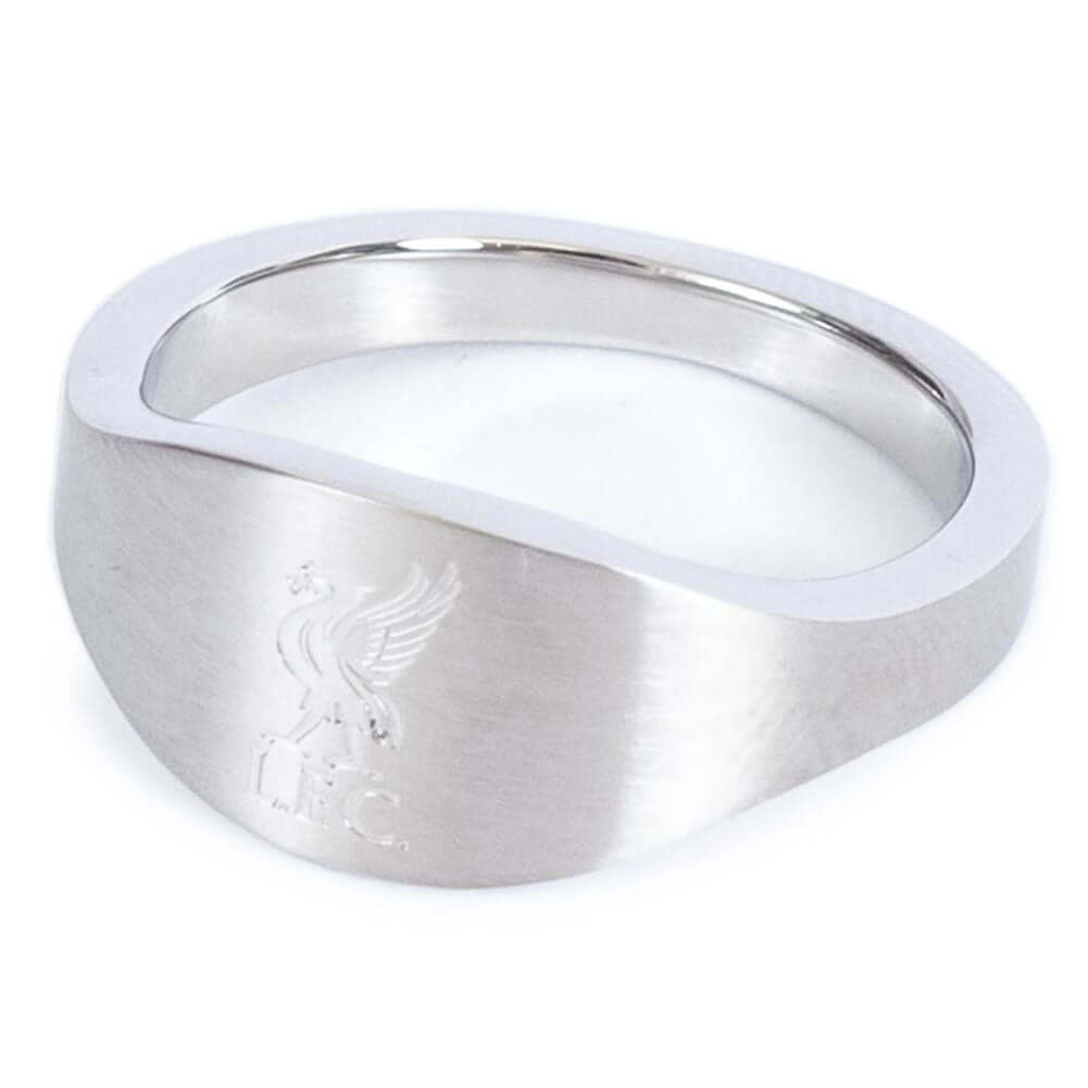 Liverpool FC Oval Ring Small LKT Sport Stainless steel oval design ring in a brushed satin finishEngraved with the Liverpool crestOfficial licensed productInternal diameter approx 19mmRing size R Rings