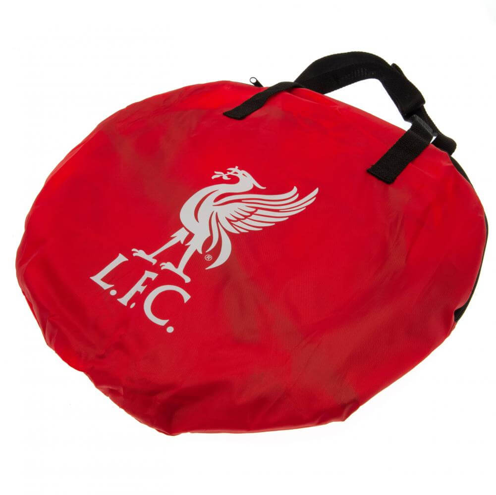 Liverpool FC Pop Up Target Goal LKT Sport Fantastic football training goal for the gardenFlip over to use as either a training target or goalComplete with a hand carry bag and ground pegsOfficial licensed productApprox 106cm x 75cm x 75cm Soccer Training