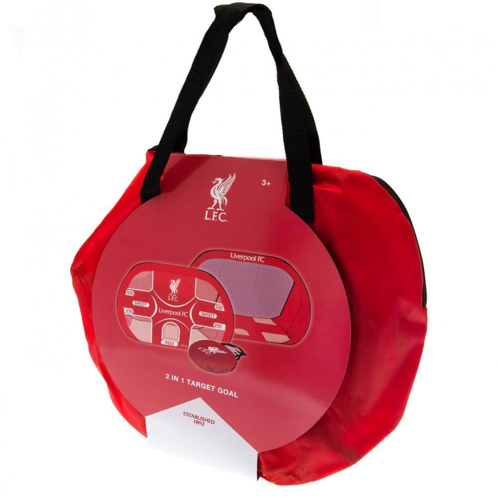 Liverpool FC Pop Up Target Goal LKT Sport Fantastic football training goal for the gardenFlip over to use as either a training target or goalComplete with a hand carry bag and ground pegsOfficial licensed productApprox 106cm x 75cm x 75cm Soccer Training