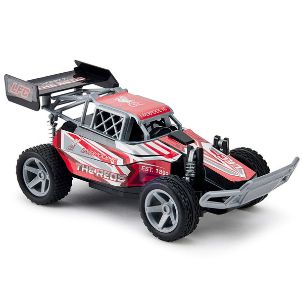 Liverpool FC Radio Control Speed Buggy 1:18 Scale LKT Sport Bright, colourful and lightweight remote control speed buggyComplete with Liverpool FC branding including 'The Reds' down each sideIncludes rubber wheels and a streamlined spoiler on the back for