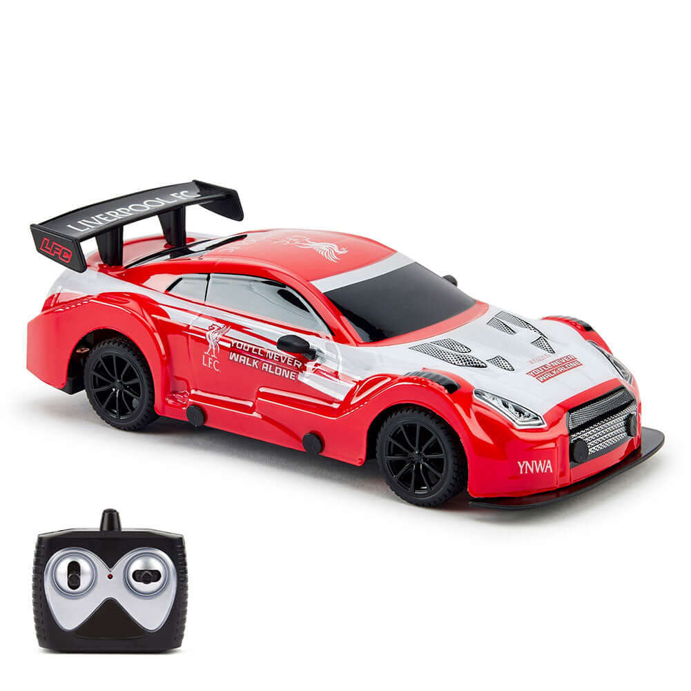 Liverpool FC Radio Control Sportscar 1:24 Scale LKT Sport Sleek and streamlined sportscar with iconic style brandingComplete with a Liverbird crest on the roof and the slogan 'You'll never walk alone' on the bonnet and doorsIncludes an oversized spoiler o
