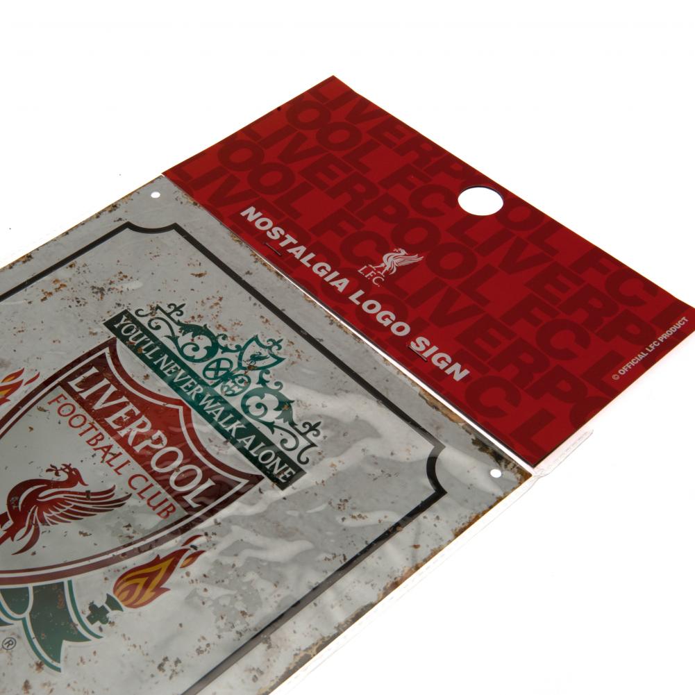 Liverpool FC Retro Logo Sign LKT Sport Vintage look design stamped metal wall sign Featuring a full colour retro Liverpool crest and club established date Ready to hang on the wall with four small holes for fixing Official licensed product Approx 23cm x 2