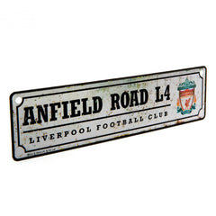 Liverpool FC Retro Window Sign LKT Sport Design stamped metal window sign Anfield road sign, the home of Liverpool FC on a rustic look background Ready to hang with rubber window suckers Official licensed product Approx 26cm x 7cm On a header card Novelty