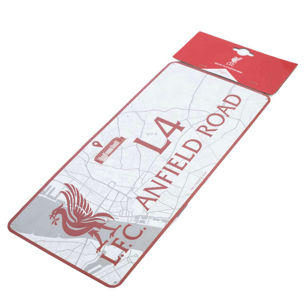 Liverpool FC Route To Sign LKT Sport Gloss finish design stamped metal wall signFeaturing a street map view on route to AnfieldReady to hang on the wall with four small holes for fixingOfficial licensed productApprox 40cm x 18cm Novelty Signs
