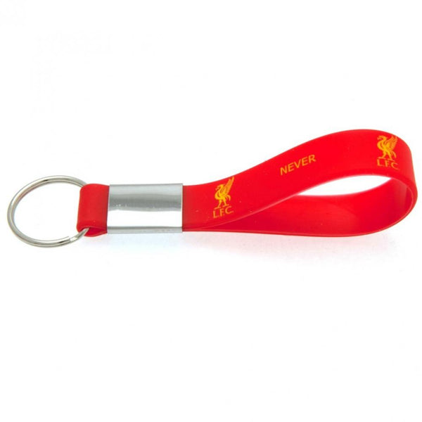 Liverpool FC Silicone Keyring LKT Sport Silicone strap keyring with silver colour metal band and split ring Vibrant red strap with crest and you'll never walk alone text design Official licensed product Approx 10cm x 1.5cm On a header card Keychains