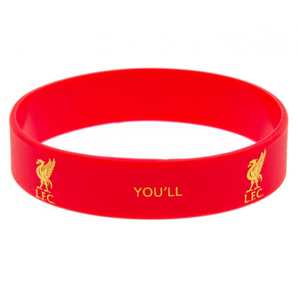 Liverpool FC Silicone Wristband LKT Sport Vibrant red silicone rubber wristband Features You'll Never Walk Alone text and Liverpool club crest design One size fits all Official licensed product Approx 7cm in diameter On a header card Wristbands